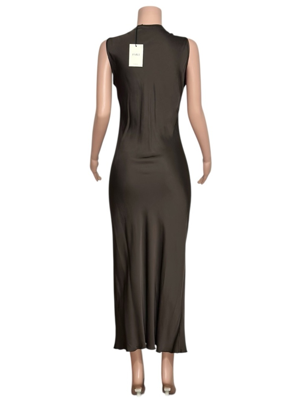 JAKI LONDON Sabrina Sleeveless Satin Dress, Espresso Brown, XL - Picture 7 of 9